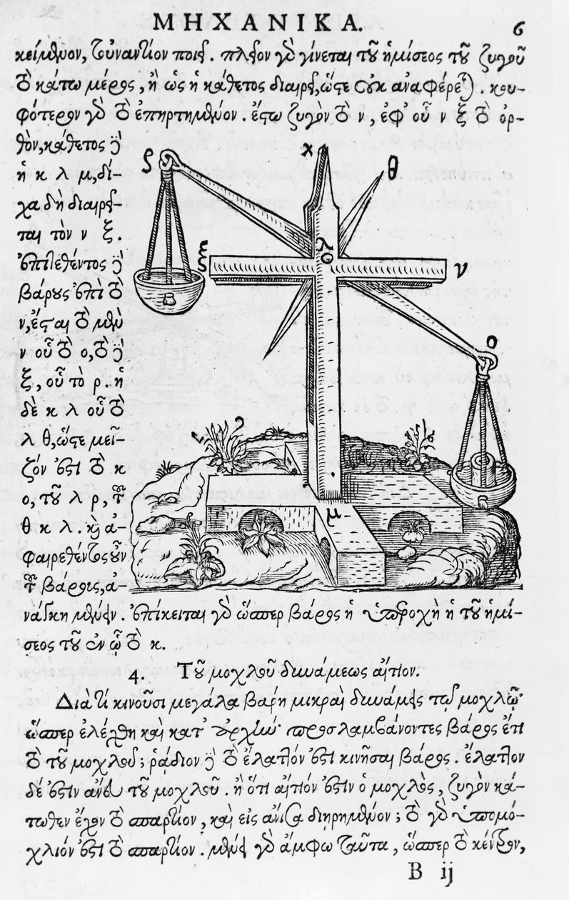 Seite aus Mhxanika, Reproduktion eines griechischen Manuskripts von Aristoteles (384-322 v. Chr.), veröffentlicht in Paris von French School