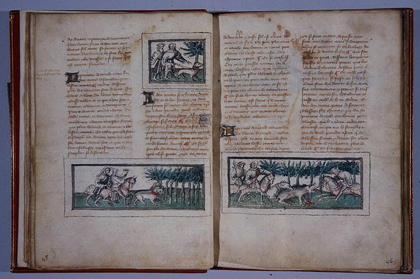 Seiten 57 und 58, aus Le Livre du Roy Modus et de la Royne Racio, von Henri de Ferrieres, ca. 1420 von French School