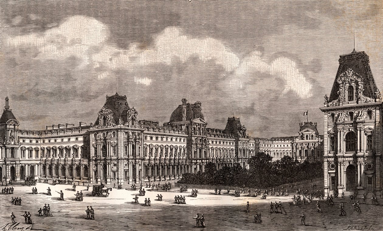Paris Le Louvre - Gravur in „La France illustree: geographie, histoire, administration statistique“ von V.A. Malt-Brown. 1884 von French School