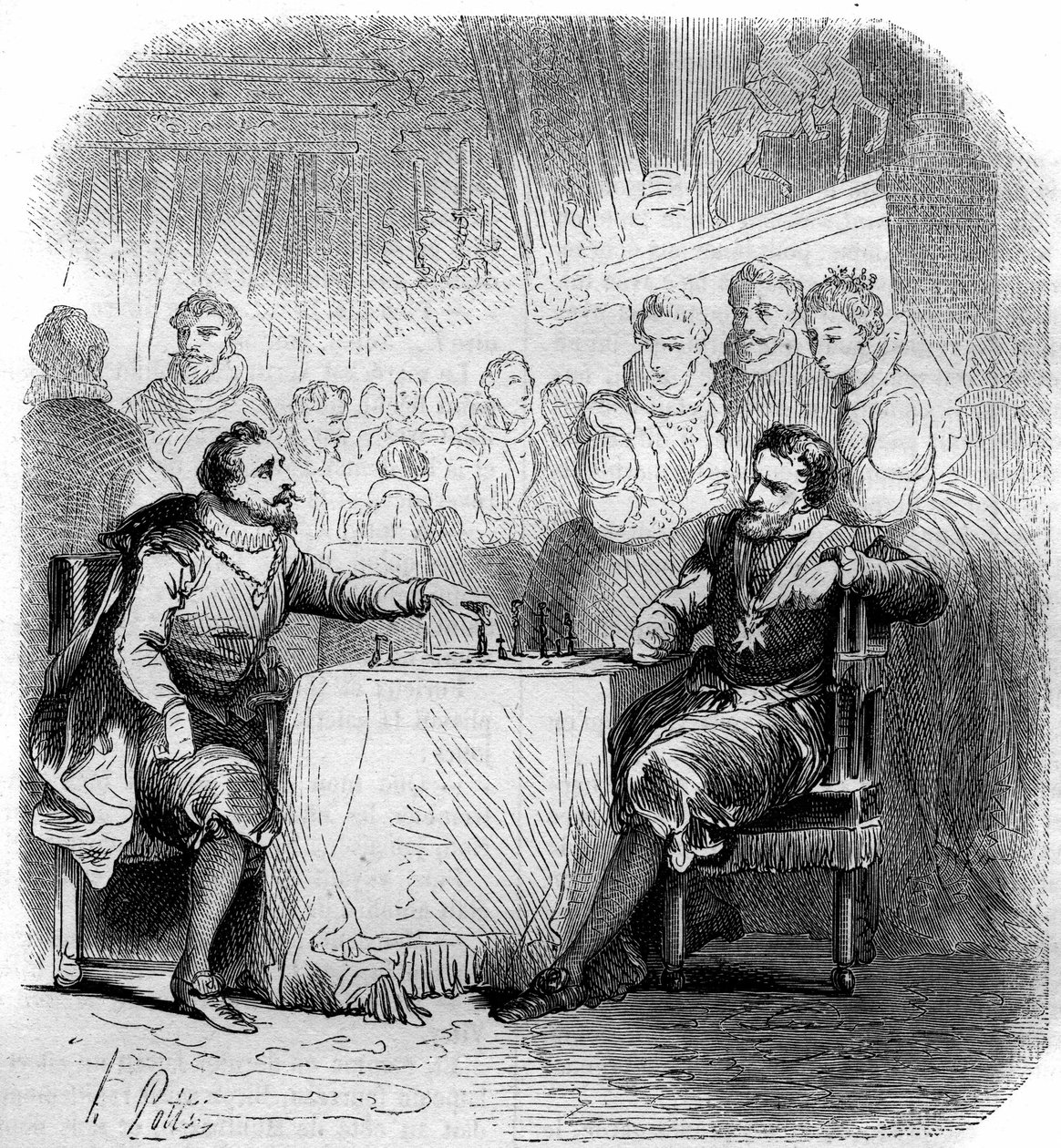 Schachpartie zwischen Heinrich IV. von Frankreich (1553-1610) und dem Herzog von Vendôme. von French School