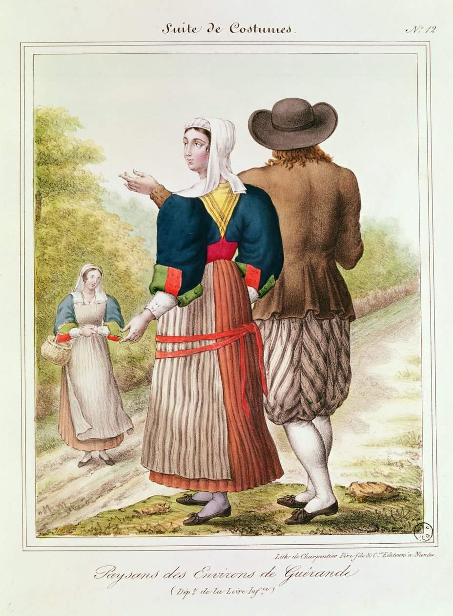Bauern aus Guerande, aus Les Costumes Bretons de Charpentier von French School