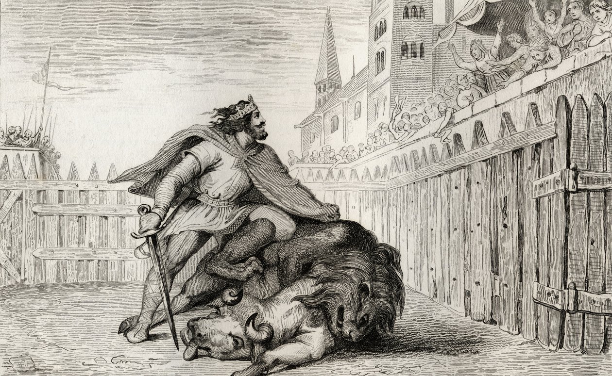 Pippin III. (714-68) der Kurze mit dem Löwen und dem Stier, aus 