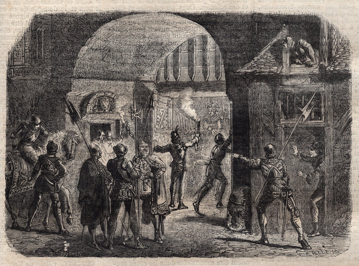 Perrinet Leclerc öffnet in der Nacht das Tor von Buci in Paris für die Burgunder, 29. Mai von French School