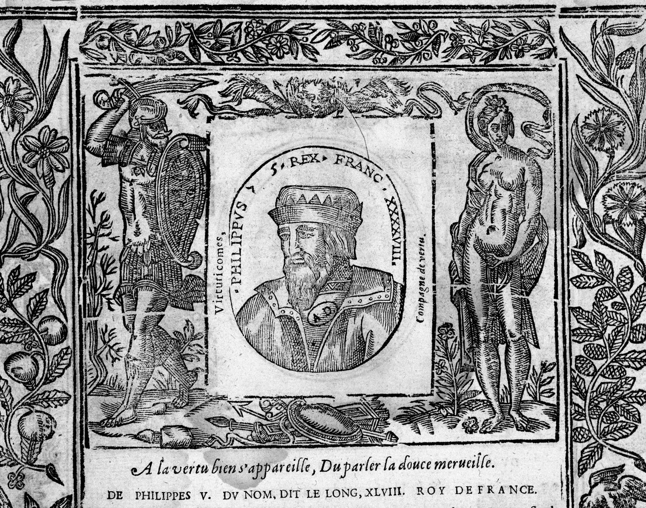 Philipp V., der Lange, Porträt in Medaillon graviert von French School