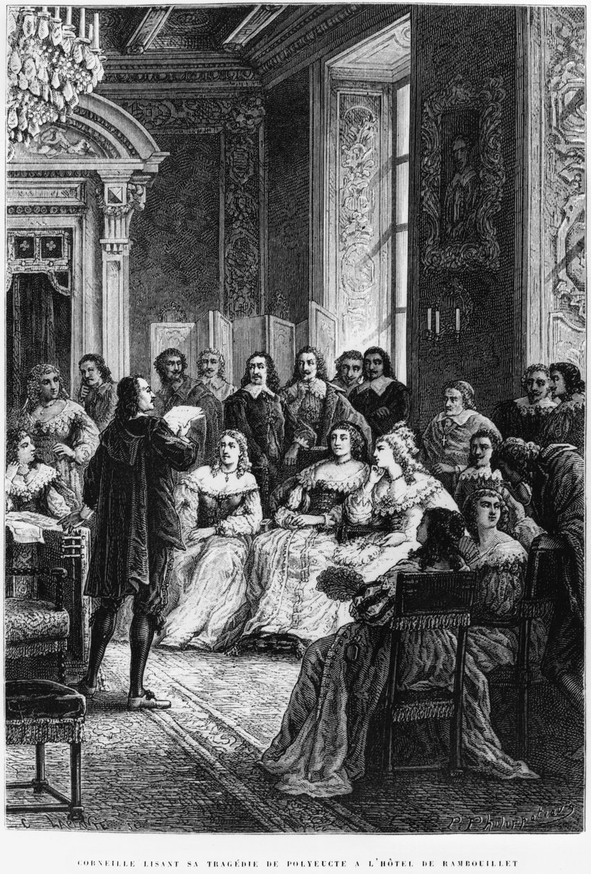Pierre Corneille (1606-84) liest Polyeucte im Hotel de Rambouillet, ca. 1880 von French School