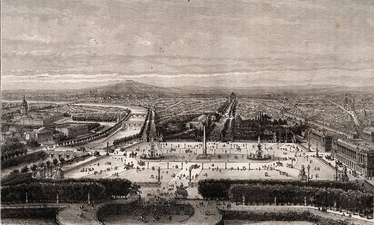 Place de la Concorde in Paris - Gravur in „La France illustrée: géographie, histoire, administration statistique“ von V.A. Malt-Brown. 1884 von French School