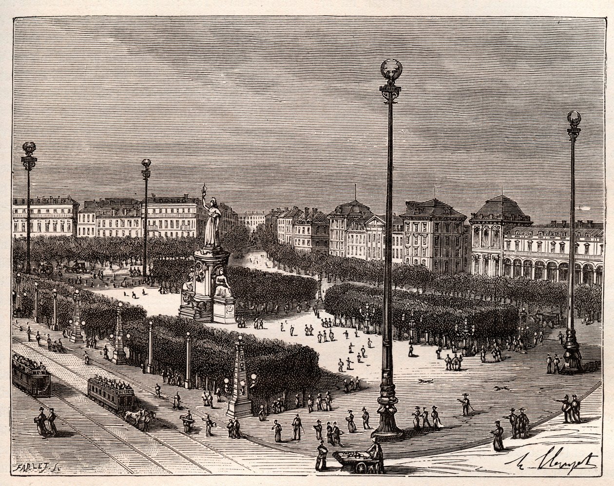 Place de la Republique in Paris - Gravur in „La France illustree: geographie, histoire, administration statistique“ von V.A. Malt-Brown. 1884 von French School