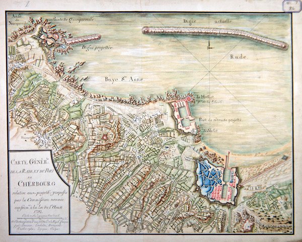 Plan zur Entwicklung des Hafens und Hafens von Cherbourg von French School