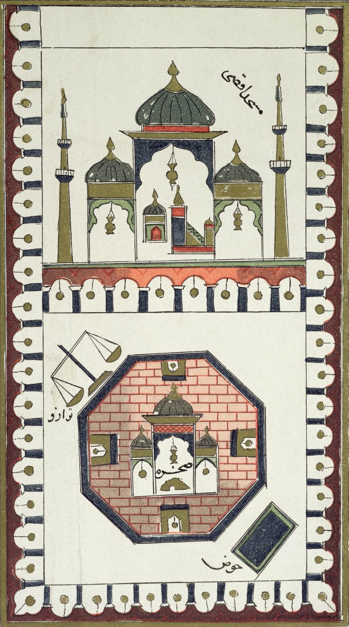 Plan der Al-Aqsa-Moschee und des Felsendoms, nach einem arabischen Manuskript aus dem 18. Jahrhundert von French School