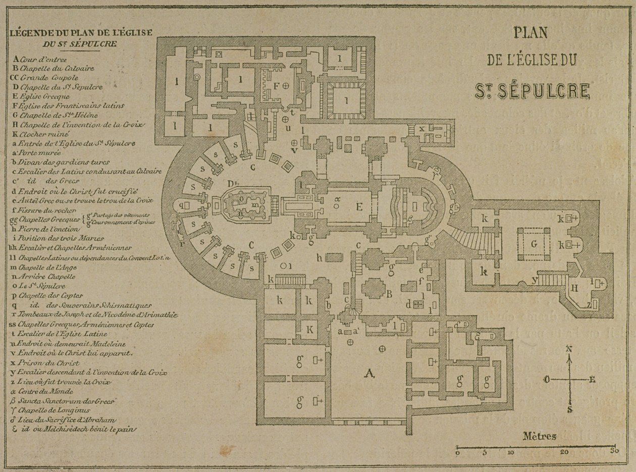 Plan der Grabeskirche, Jerusalem von French School