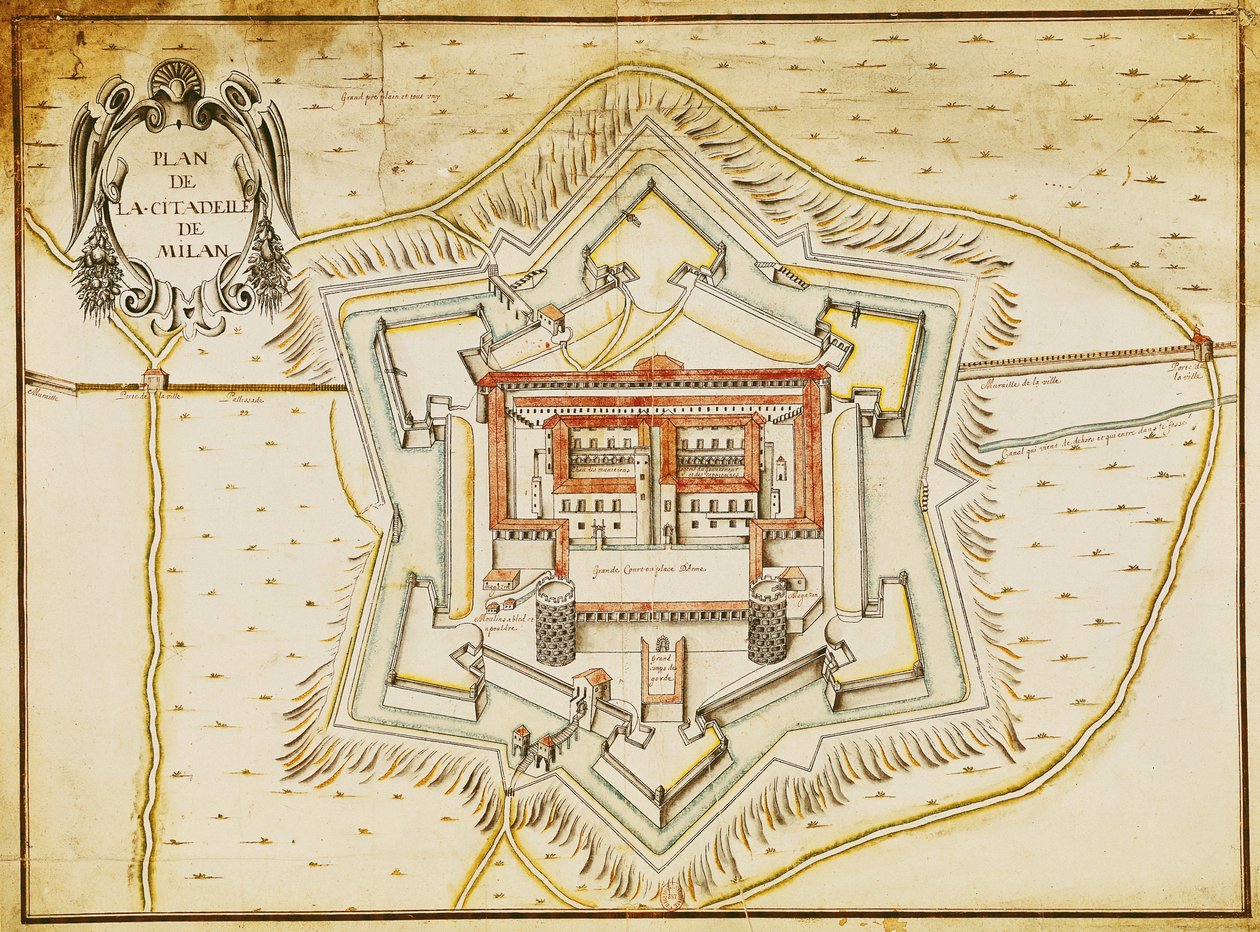 Plan der Zitadelle von Mailand von French School