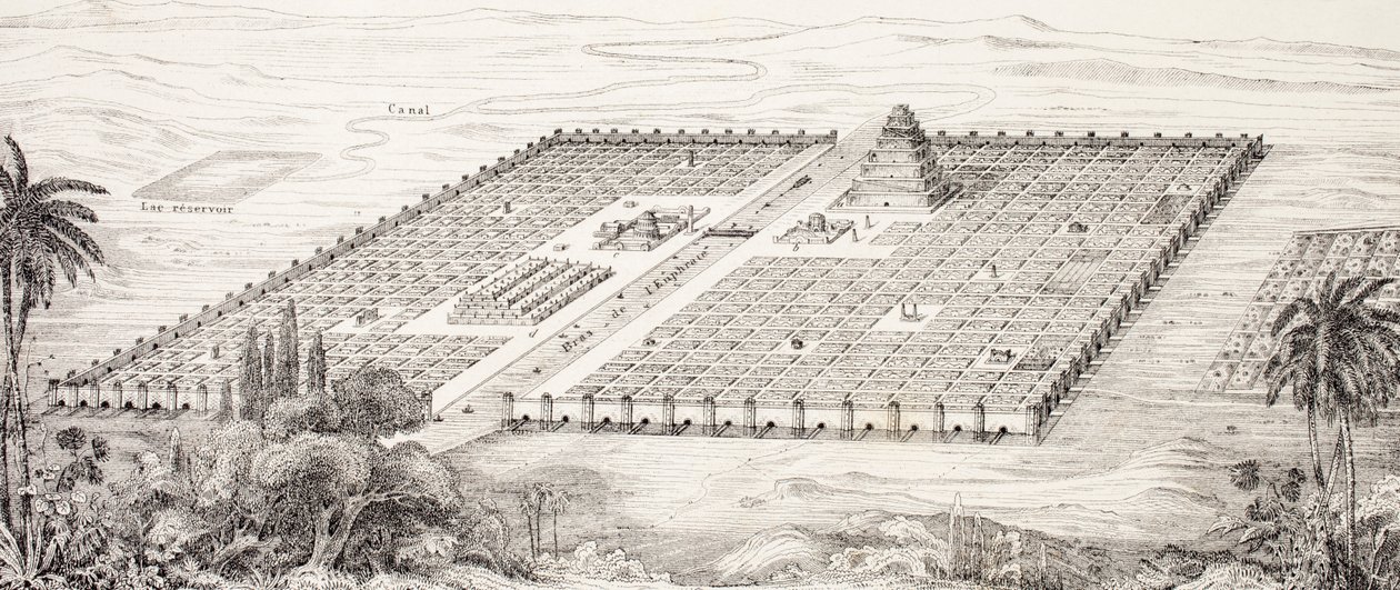 Plan der Stadt Babylon, Mesopotamien, um das 5. Jahrhundert v. Chr. nach einer Beschreibung von Herodot, aus L