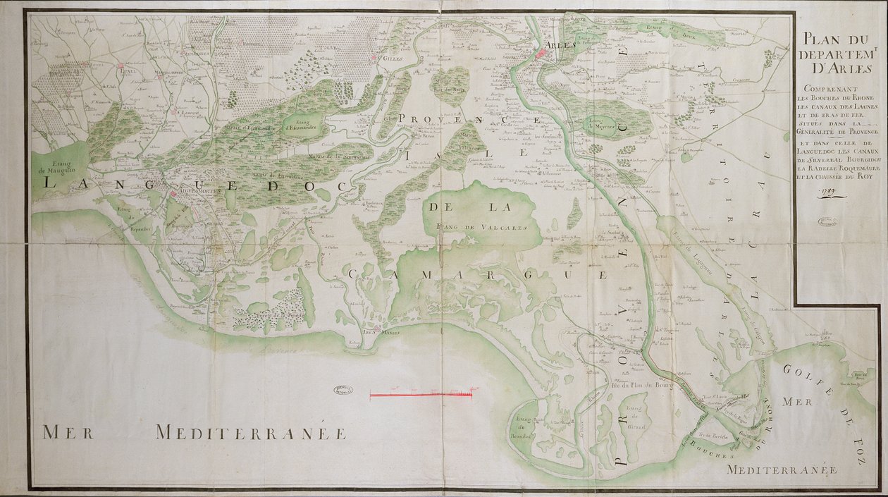 Plan der Abteilungen von Arles, 1789 von French School