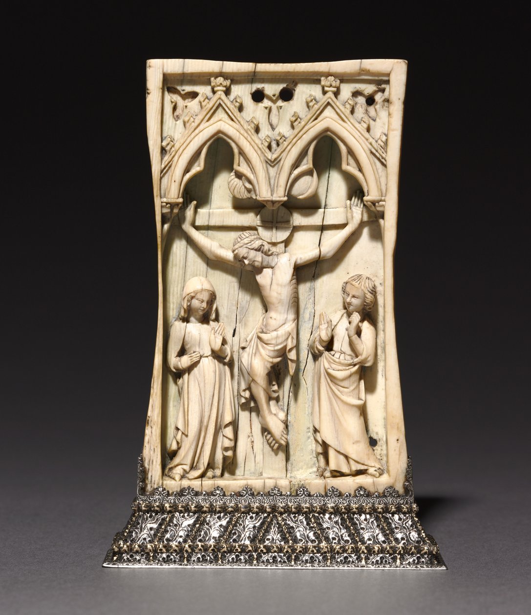 Plakette: Die Kreuzigung, Französisch oder Englisch, ca. 1345-1365 von French School