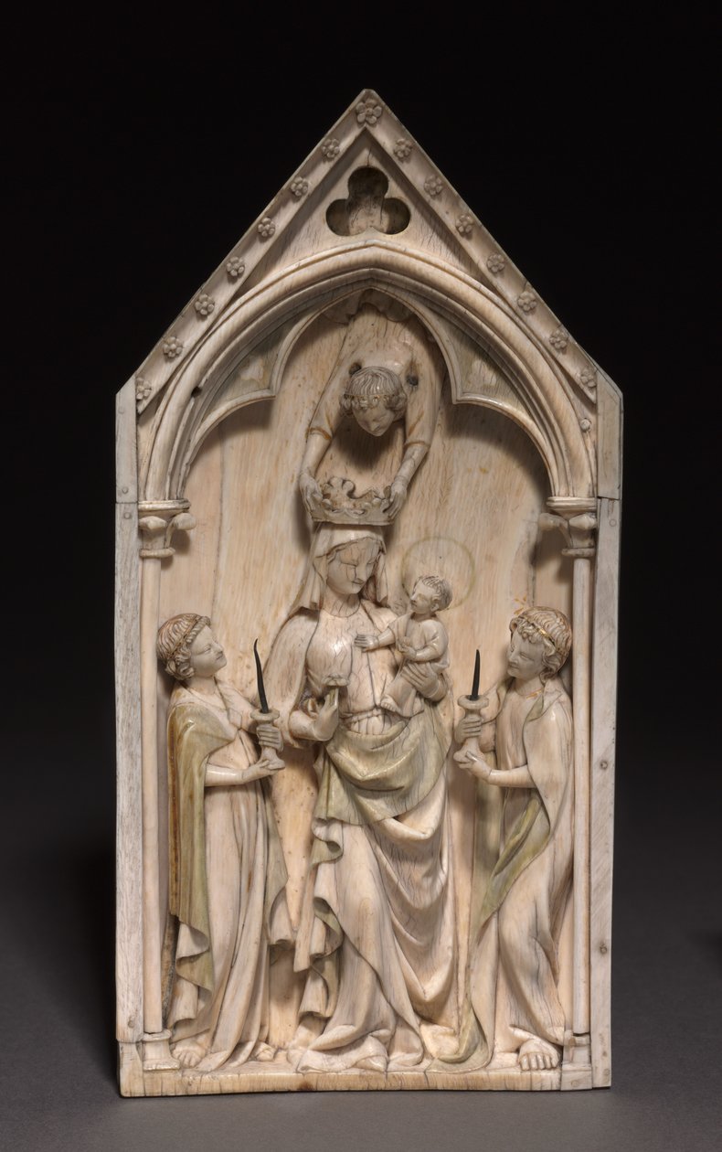 Plakette: Die Jungfrau und das Kind mit Engeln, Paris, ca. 1320-1330 von French School
