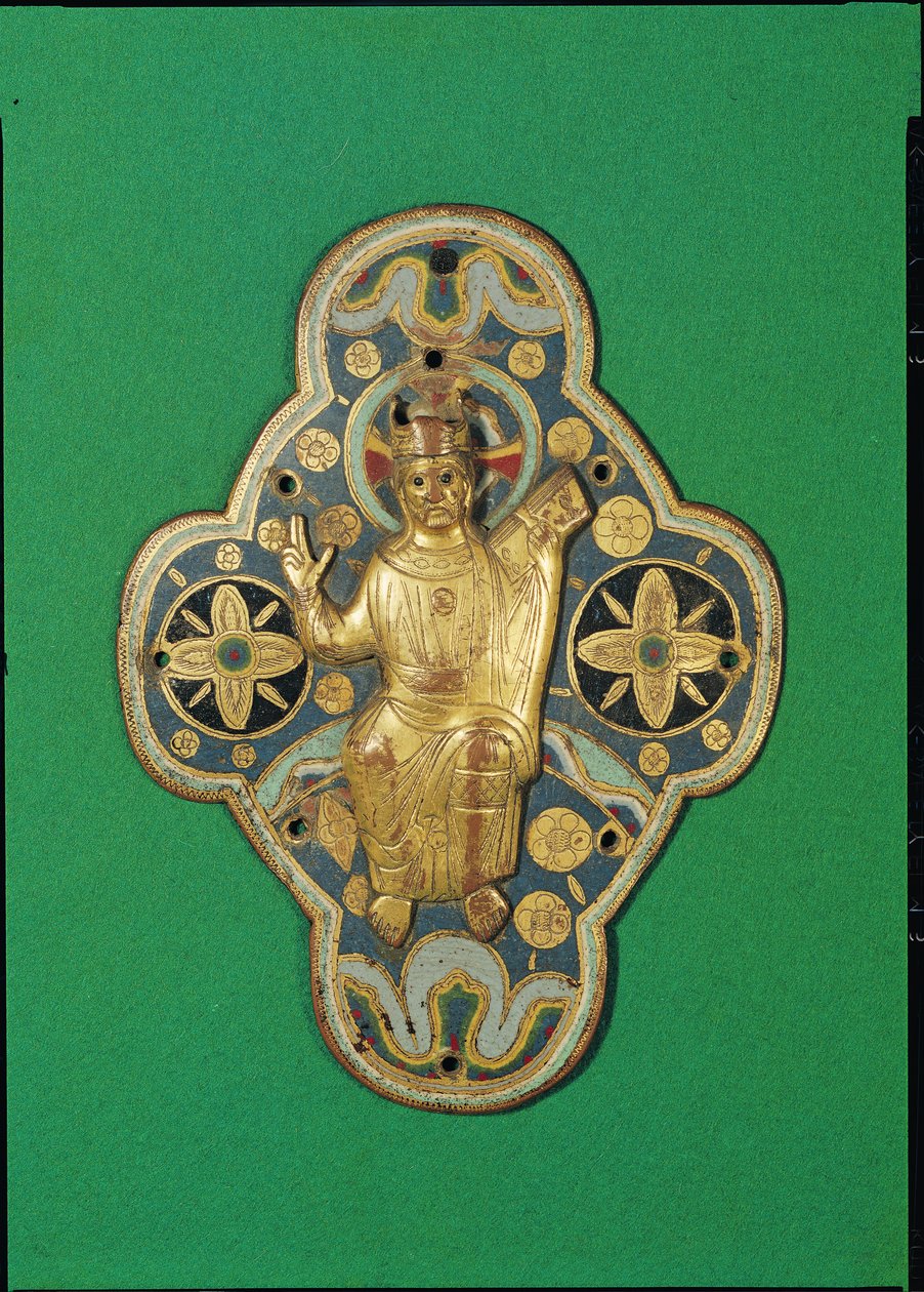 Plakette mit Gott, der segnet (Gold & Emaille) von French School