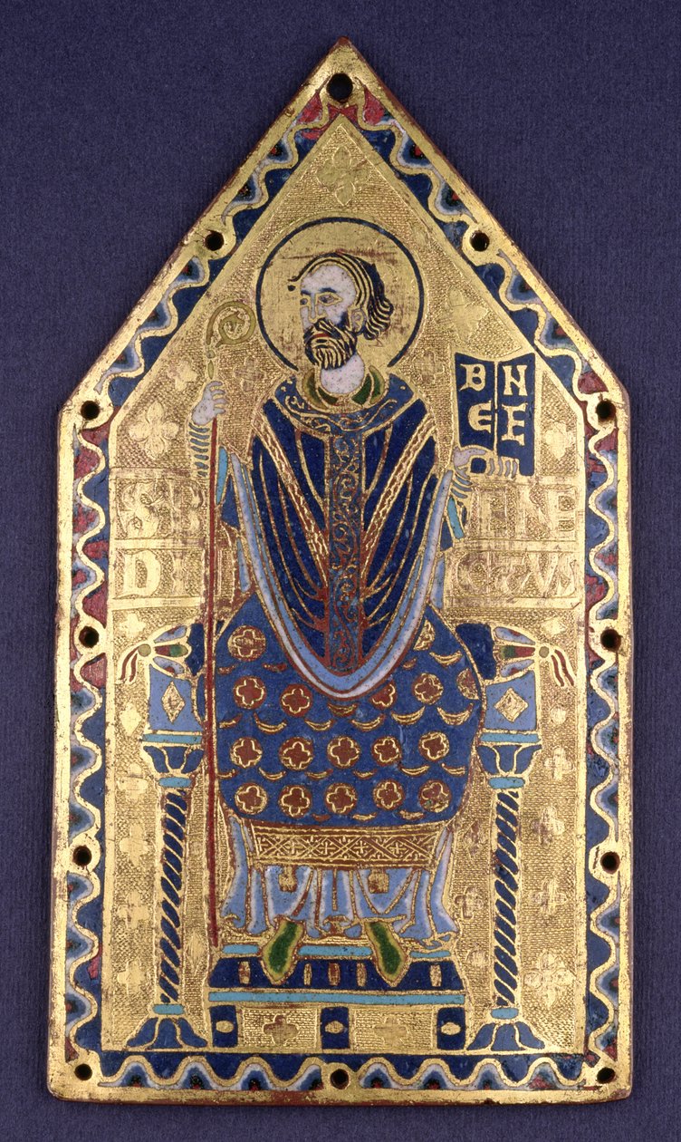 Plakette mit Bild des Hl. Benedikt von French School