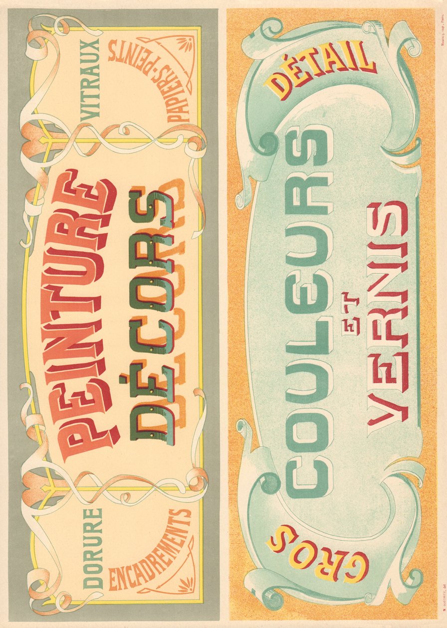 Tafel 22: Beschilderungsmodelle für Jugendstil-Schildermaler (Malerei Dekore, Farben und Lack) von French School