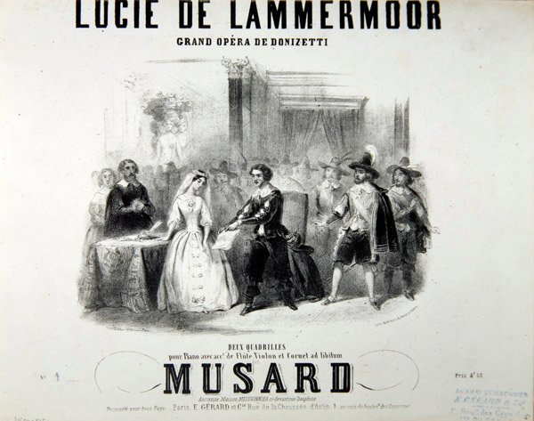 Spielplan für die Oper Lucie de Lammermoor von Gaetano Donizetti (1797-1848), gedruckt von Bertauts von French School