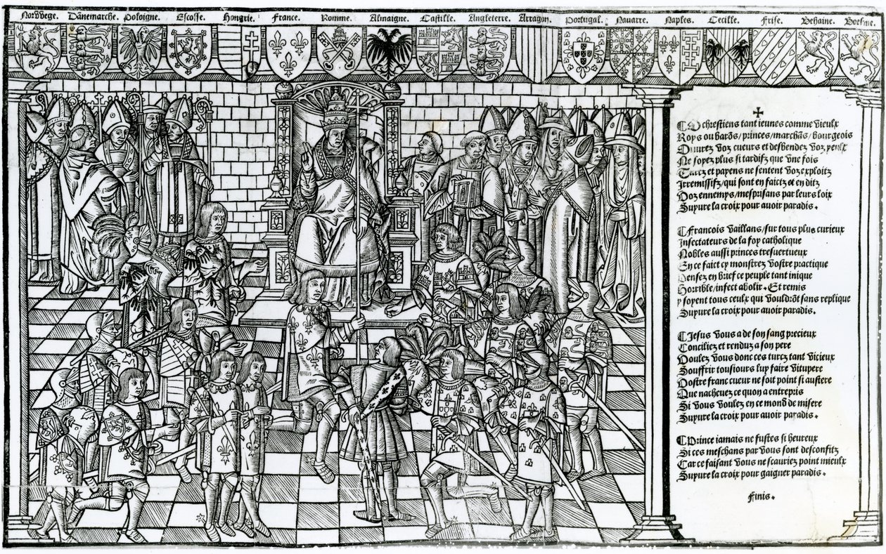 Papst Urban II. leitet das Konzil von Clermont im Jahr 1095 von French School