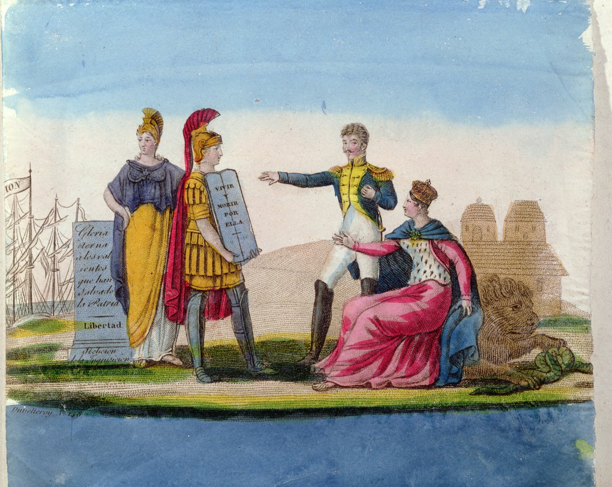 Populäre Bildsprache zu Ehren von Bolivar, ca. 1820-30 von French School