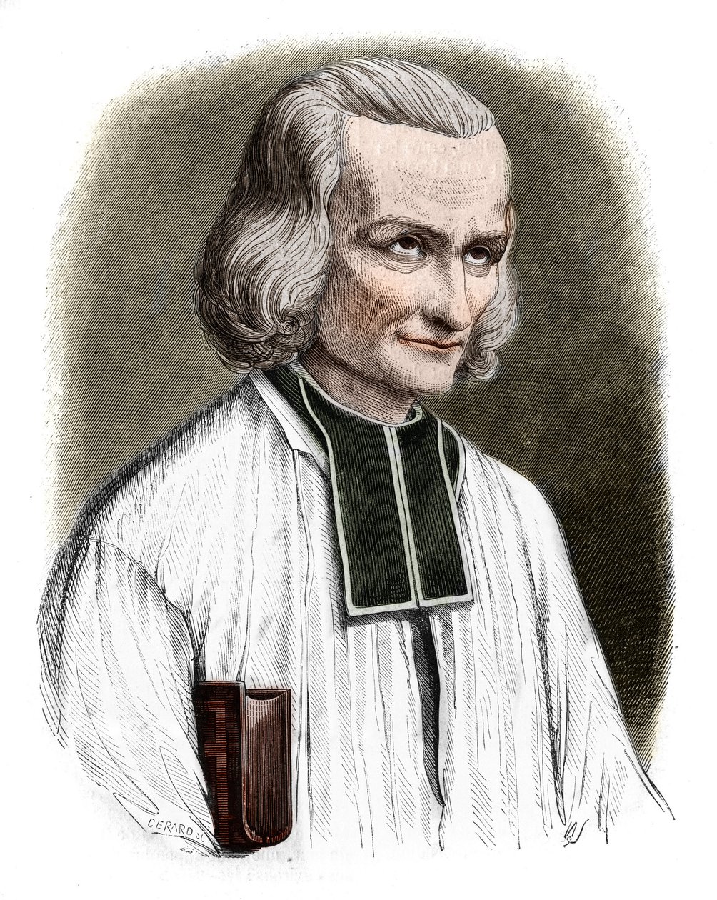 Porträt von Abbé Jean Marie Vianney, bekannt als der Pfarrer von Ars. Er wurde 1925 heiliggesprochen. Gravur von Cabuchet von French School