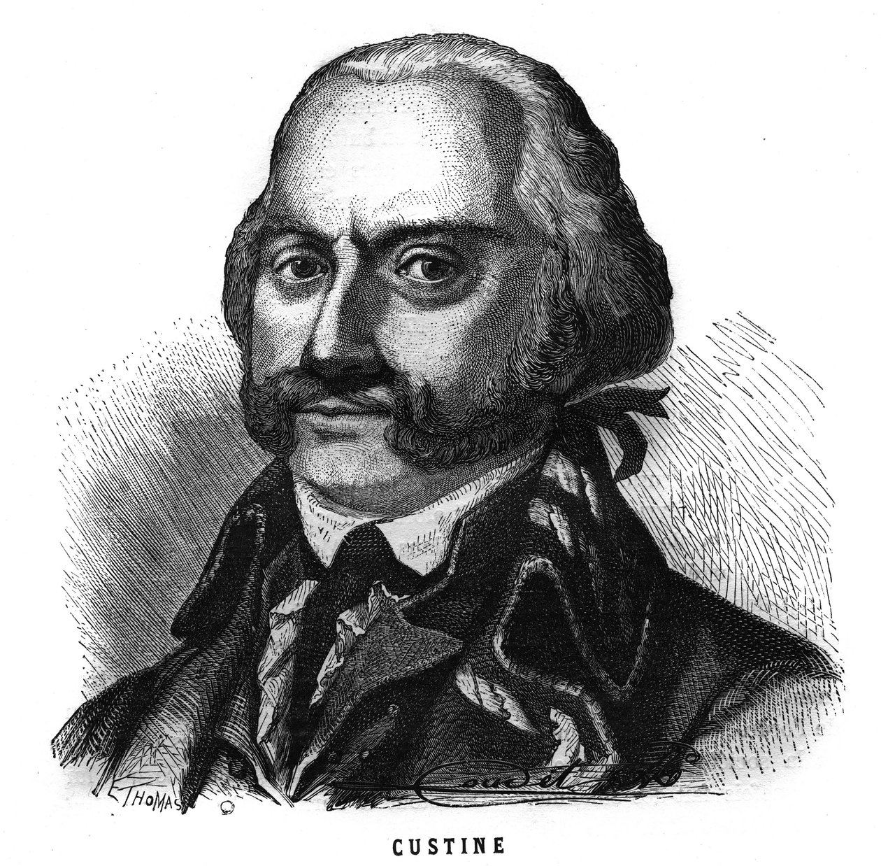 Porträt von Adam Philippe de Custine (1740-1793) französischer General. Gravur in „Les Illustrations De L