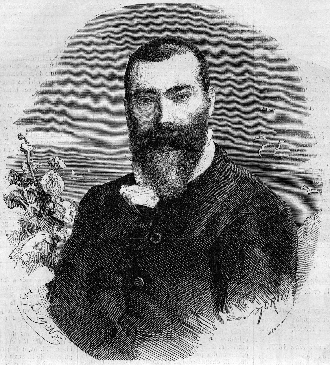 Porträt von Alphonse Karr (1808-1898), französischer Romanautor und Dramatiker. Gravur in „Le Monde Illustré“ Nr. 145 vom 21. Januar 1860. von French School