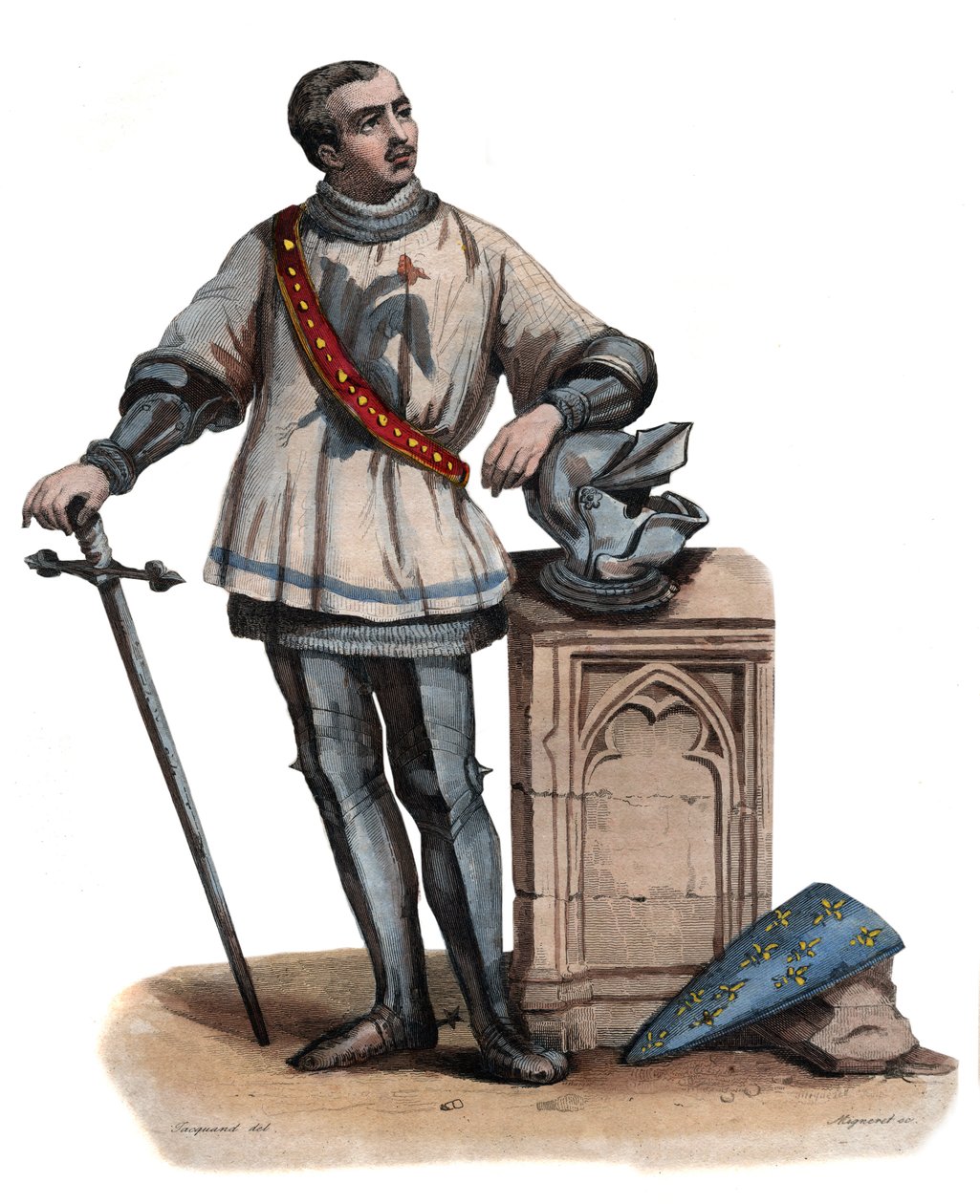 Porträt von Bertrand Duguesclin (Du Guesclin) (1320-1380), bretonischer Ritter und französischer Militärkommandant. Illustration aus „Le Plutarque Français“ von Edmond Mennechet von French School