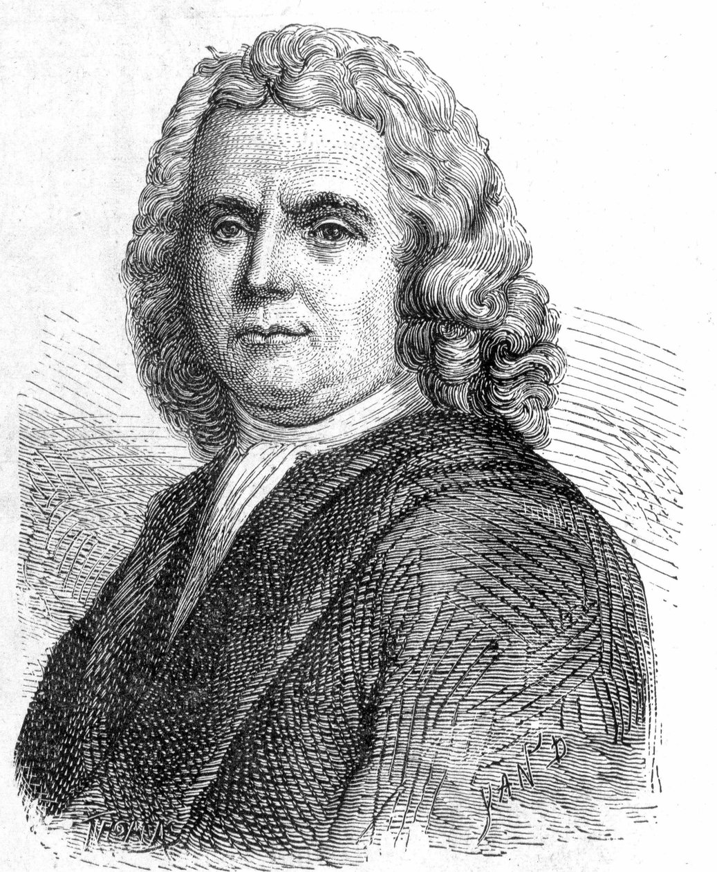 Porträt von Hermann Boerhaave (1668 - 1738), niederländischer Arzt und Chemiker (Anhänger des Iatromechanismus) - im „Album der Wissenschaft; berühmte Wissenschaftler; Große Entdeckungen“ 1896. von French School