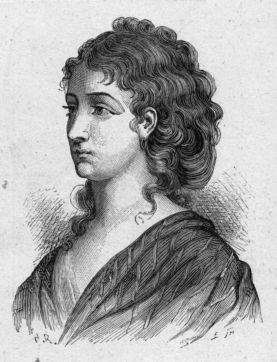 Porträt von Cécile Aimée Renault (1774-1794), französische Revolutionärin. Gravur von 1889. Private Sammlung von French School