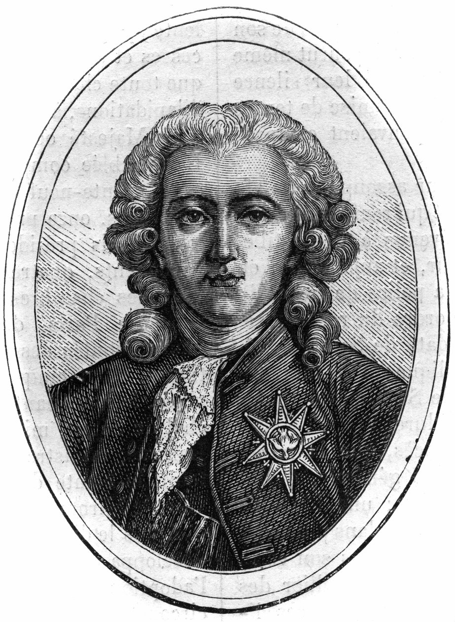 Porträt von Charles Alexandre de Calonne, französischer Politiker unter Ludwig XVI, Finanzkontrolleur. Gravur in „Histoire des Papes-Rois-Queen and Empereurs a travers les centuries“ von Maurice Lachatre von French School