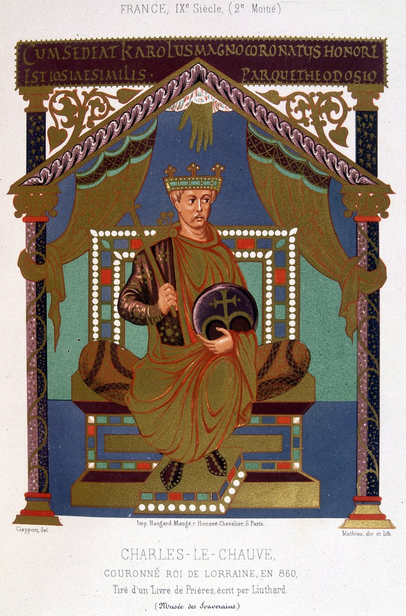Porträt von Karl II. der Kahle (823-877), gekrönt zum König von Lothringen im Jahr 860 von French School