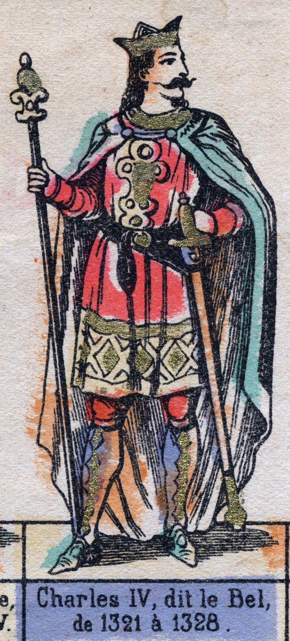 Porträt von Karl IV. von Frankreich, bekannt als Karl der Schöne (1294-1328) (Dynastie der Kapetinger). Illustration Ende 19. Jahrhundert von French School