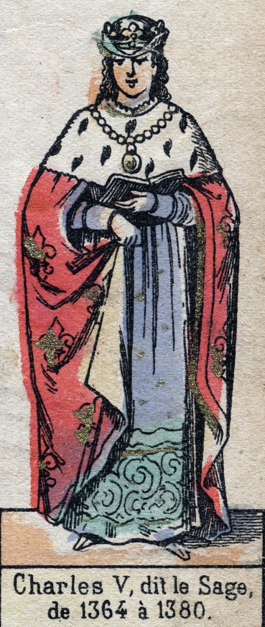 Porträt von Karl V. von Frankreich, bekannt als Karl der Weise (1338-1380) (Dynastie der Kapetinger). Illustration Ende des 19. Jahrhunderts. von French School