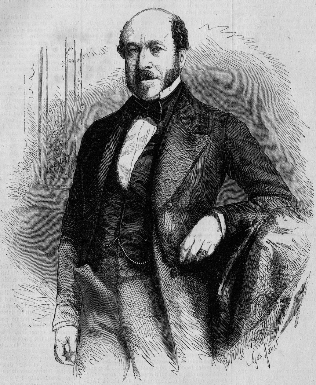 Porträt von Charles de Morny (1811-1866), französischer Politiker, Präsident des Corps Législatif unter dem Zweiten Kaiserreich. Gravur in „Le Monde Illustré“ Nr. 33 vom 28. November 1857. von French School