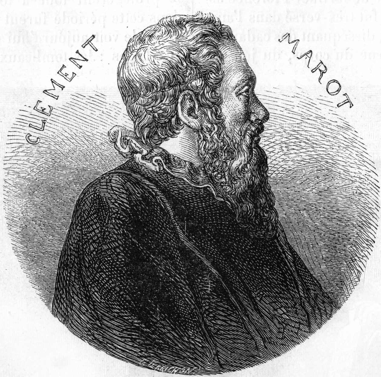 Porträt von Clement des Marets dit Marot (1496-1544), Dichter. In „Histoire Populaire de la France“, ca. 1885. Gravur. von French School