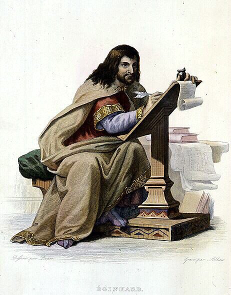 Porträt von Eginhard (Einhard, Einhart, Einard, 775-840), fränkischer Chronist - in „Le Plutarque français“, Ed. Mennechet von French School