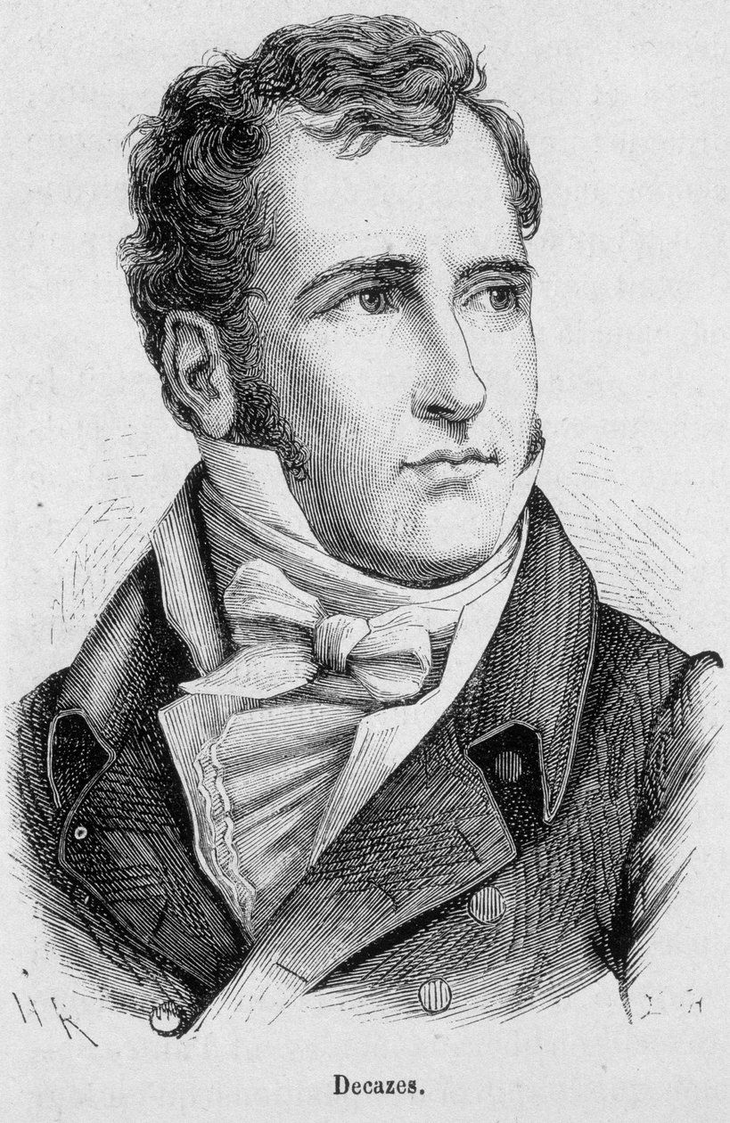 Porträt von Elie Duc de Decazes und Glücksberg (1780 - 1860), französischer Politiker - in „The History of France“ von Henri Martin von French School