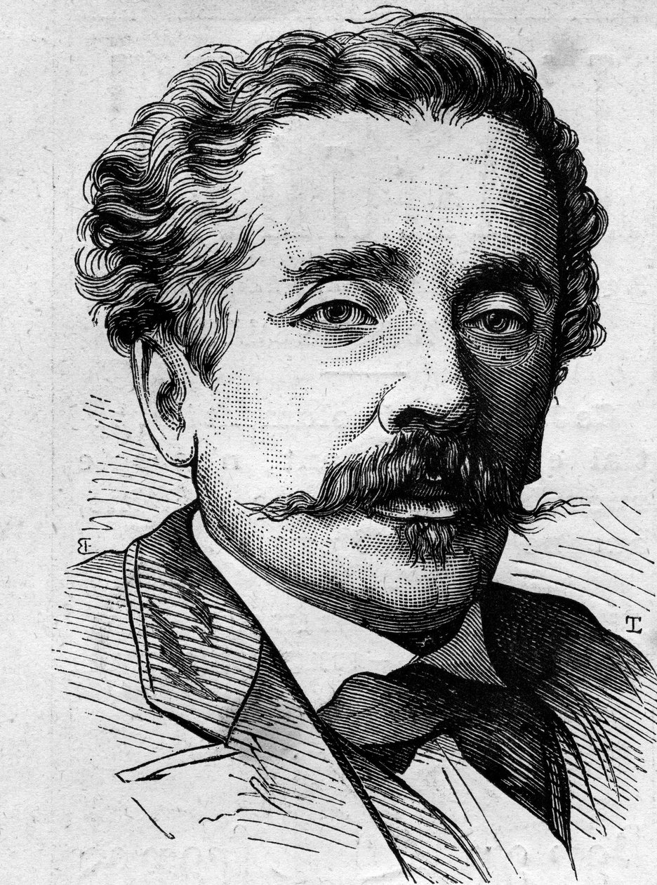 Porträt von Ernest Lacan, französischer Journalist und Schriftsteller. Gravur in „Le Monde Illustré“ Nr. 1141 vom 8. Februar von French School
