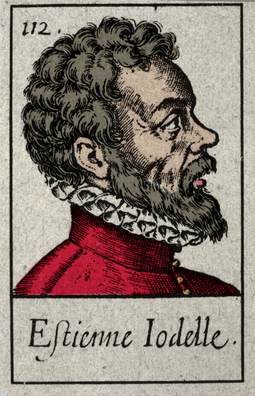 Porträt von Etienne Jodelle (1532-1573), französischer Dichter der Plejade-Bewegung. Gravur des 19. Jahrhunderts von French School