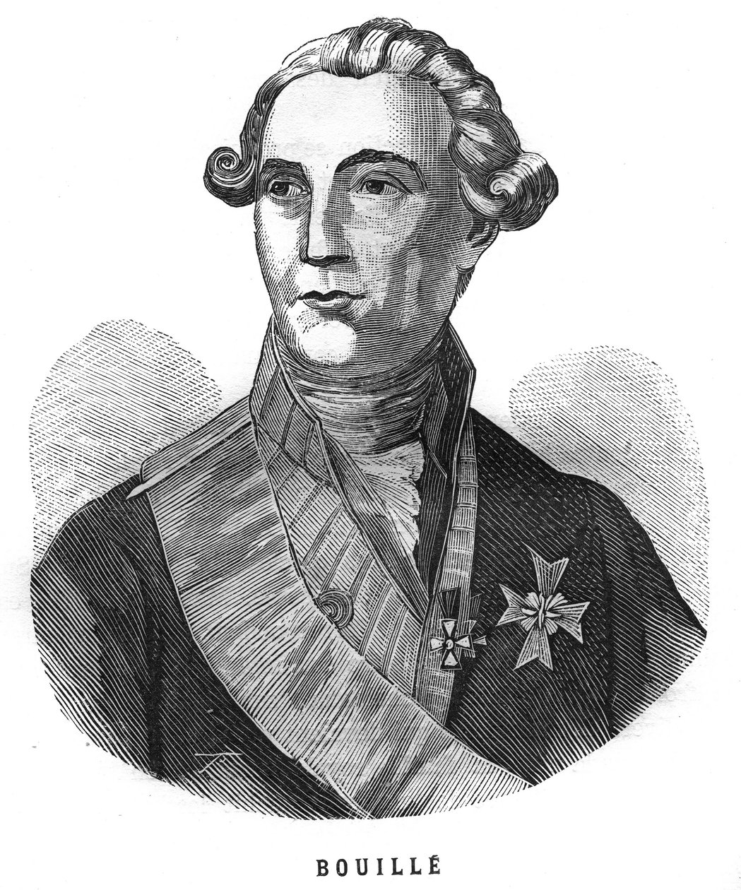Porträt von François Claude Amour, Marquis de Bouillé (1739-1800), französischer General. Gravur in „Les Illustrations De L