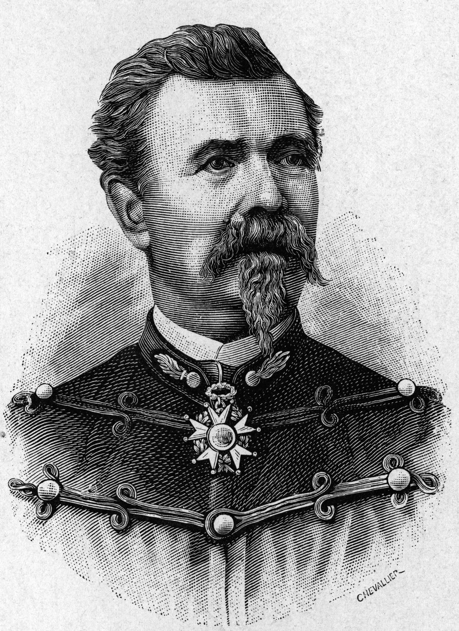 Porträt von General de Reffye - in „Album der Wissenschaft; berühmte Wissenschaftler; Große Entdeckungen“ 1896 von French School