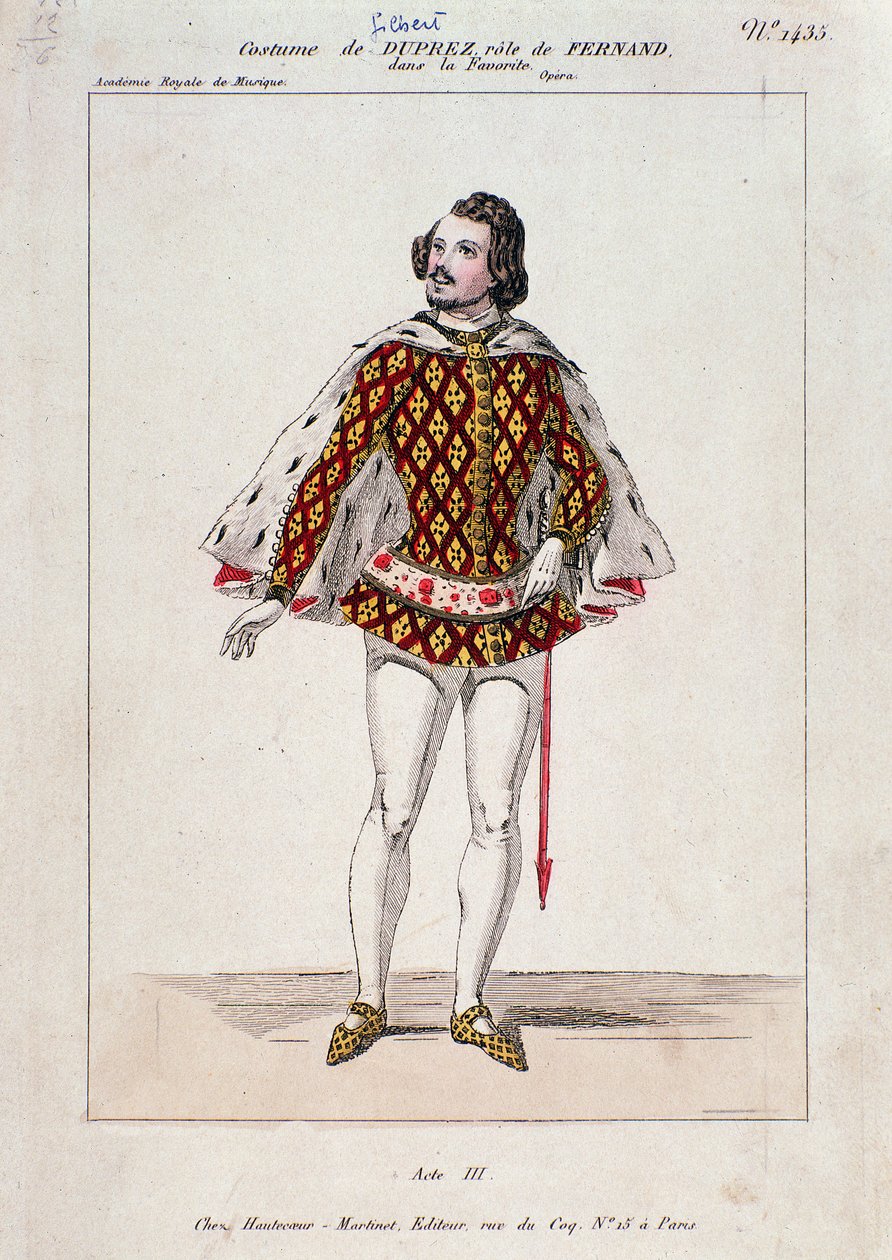 Porträt von Gilbert Duprez, französischer Tenor und Komponist in "La Favorite" von Gaetano Donizetti von French School