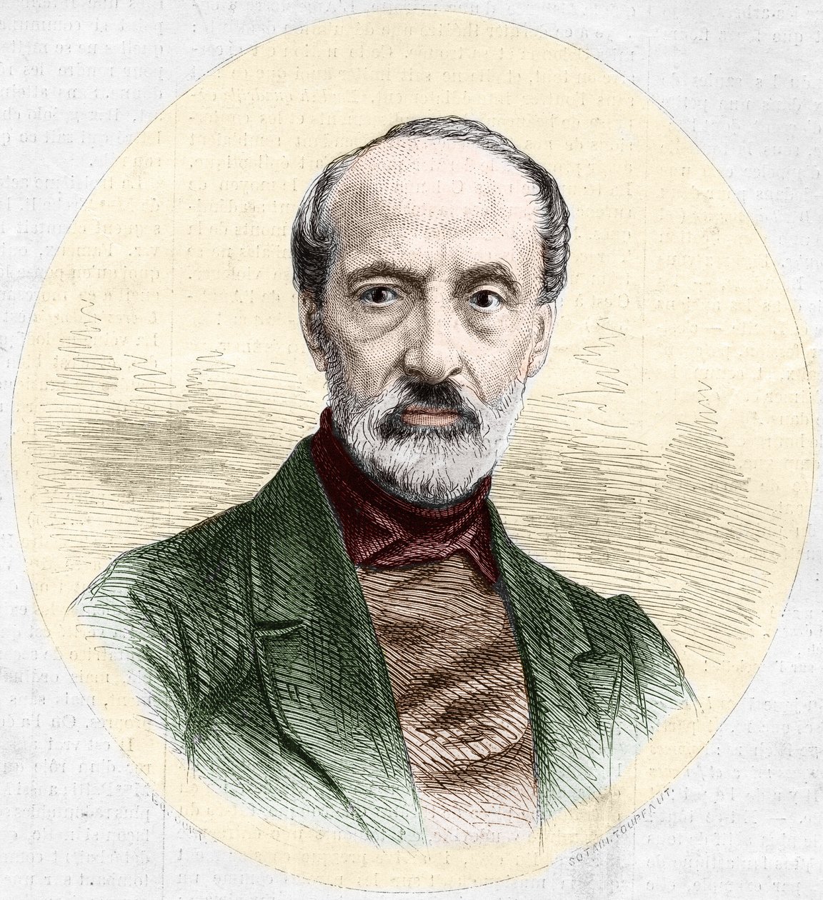 Porträt von Giuseppe Mazzini (1805-1872), italienischer Politiker und Nationalist. Gravur in „Le Monde Illustré“ Nr. 779 vom 16. März 1872. von French School