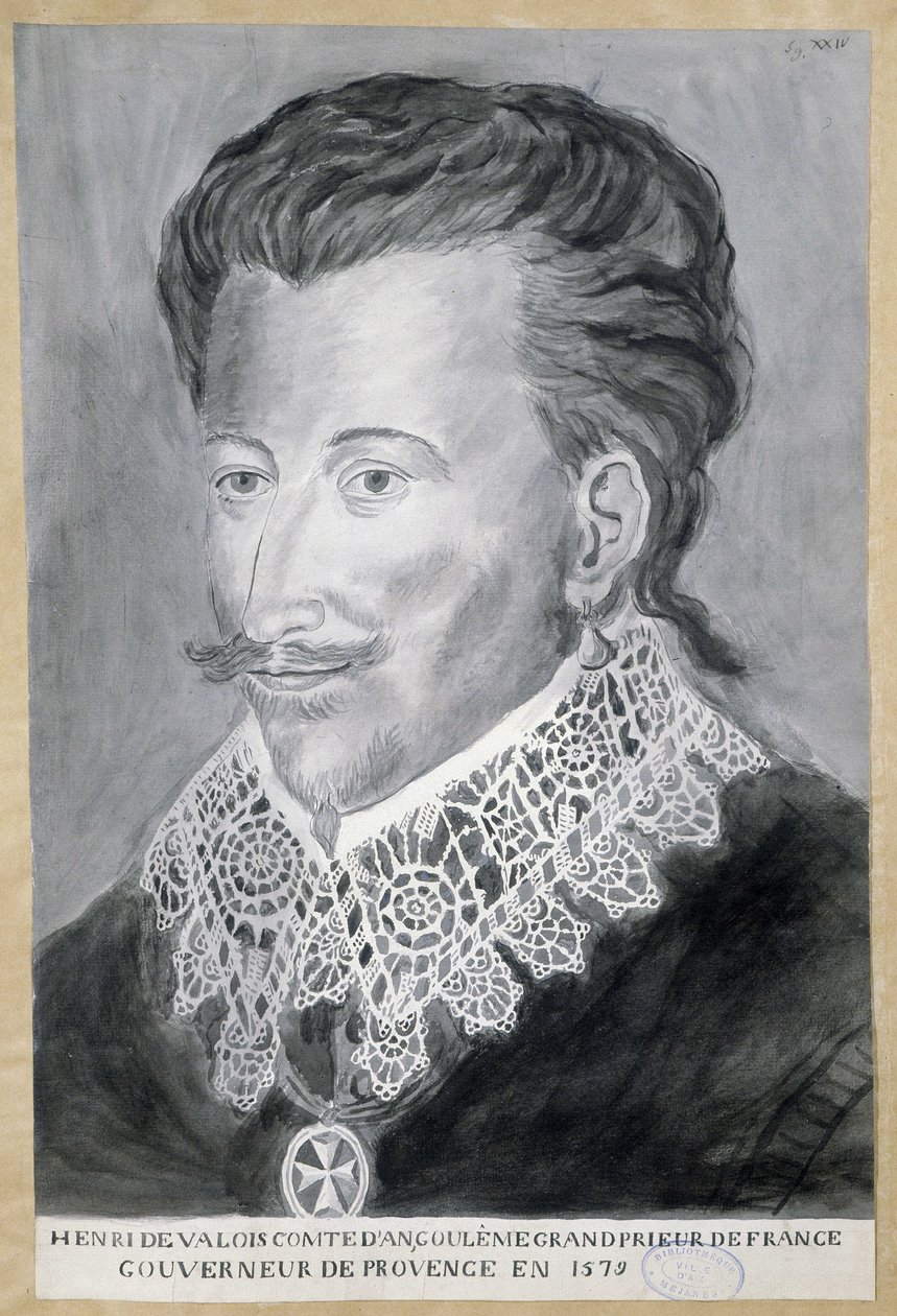 Porträt von Henri de Valois, Graf von Angoulême, Großprior von Frankreich, Gouverneur der Provence im Jahr 1579 von French School