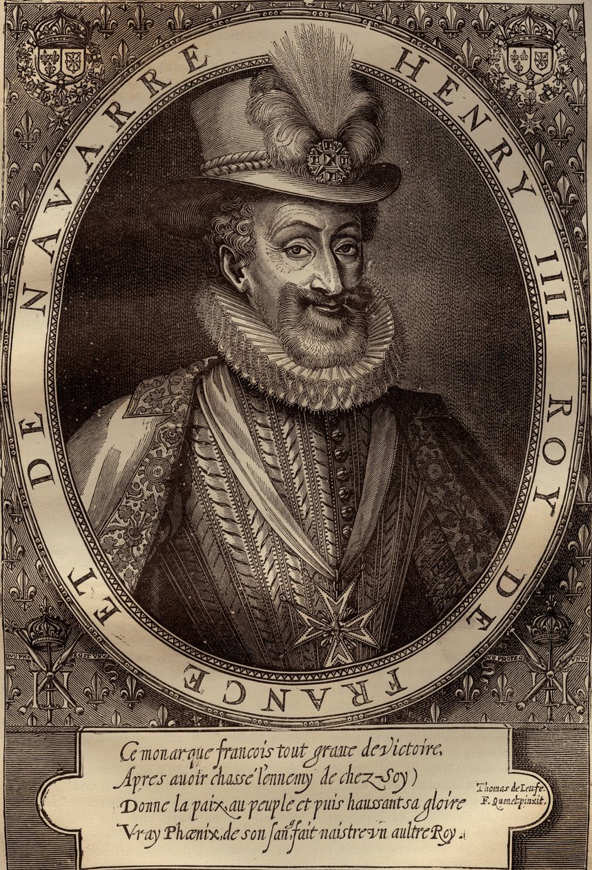 Porträt von Heinrich IV. (1553-1610) König von Frankreich - Porträt von Heinrich IV. (1553-1610) König von Frankreich - Gravur 17. Jahrhundert von French School
