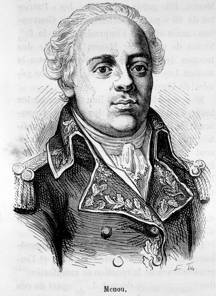 Porträt von Jacques Francois Menou, Baron de Boussay, französischer General (1750-1810) - in „L