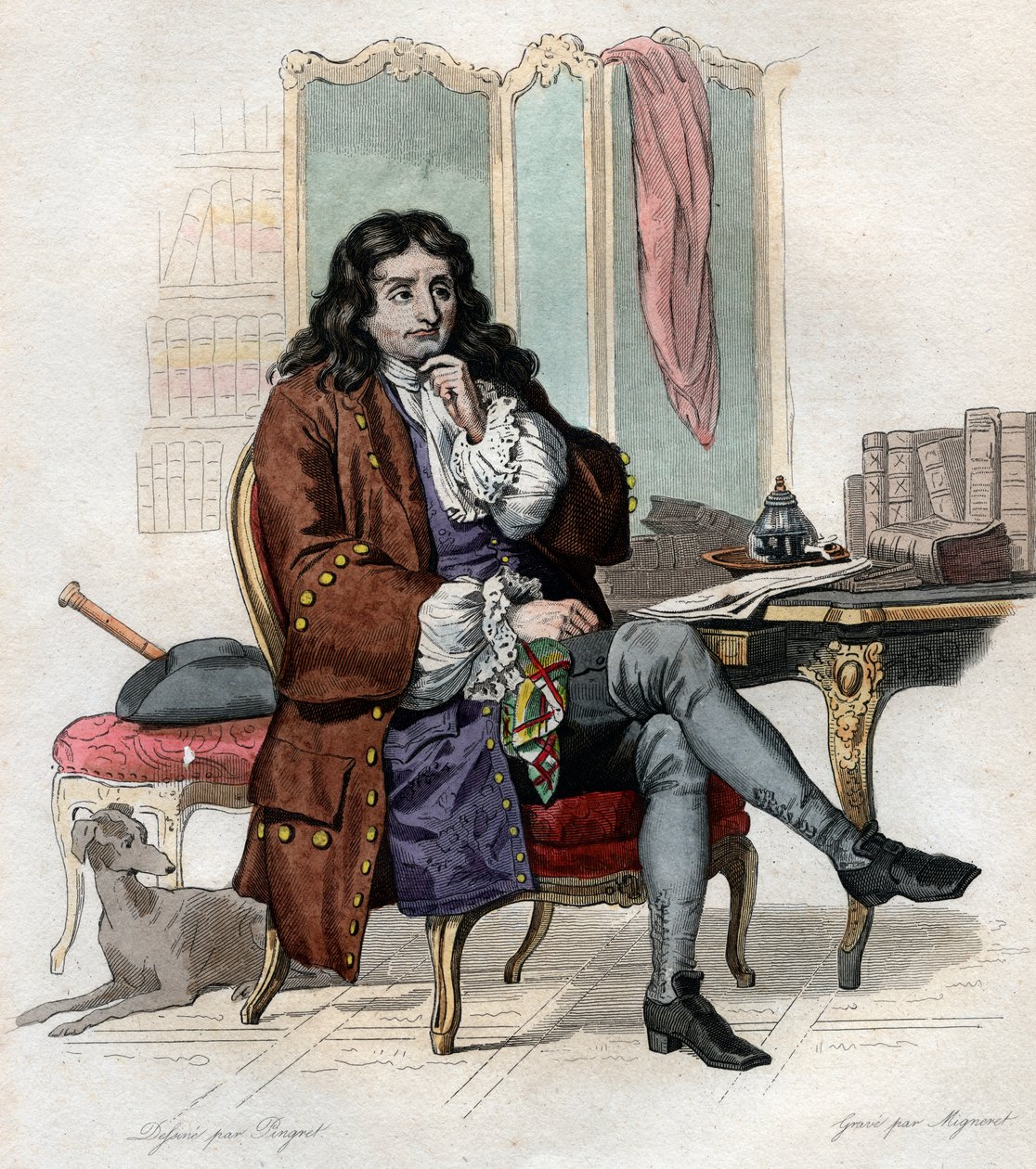 Porträt von Jean de La Fontaine von French School