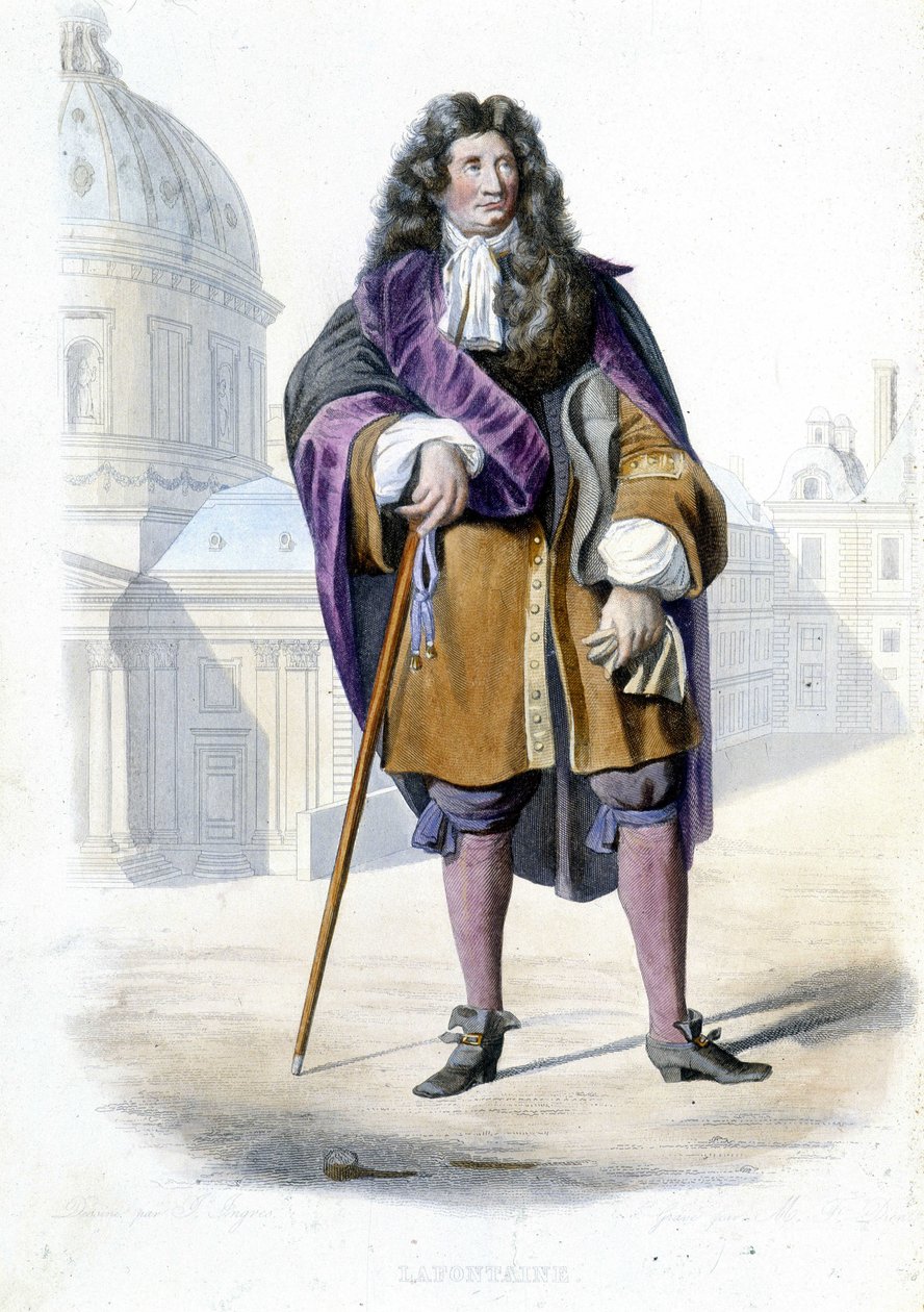 Porträt von Jean de La Fontaine, französischer Schriftsteller (1621-1695) - in Hrsg. Mennechet, „Le Plutarque français“ von French School
